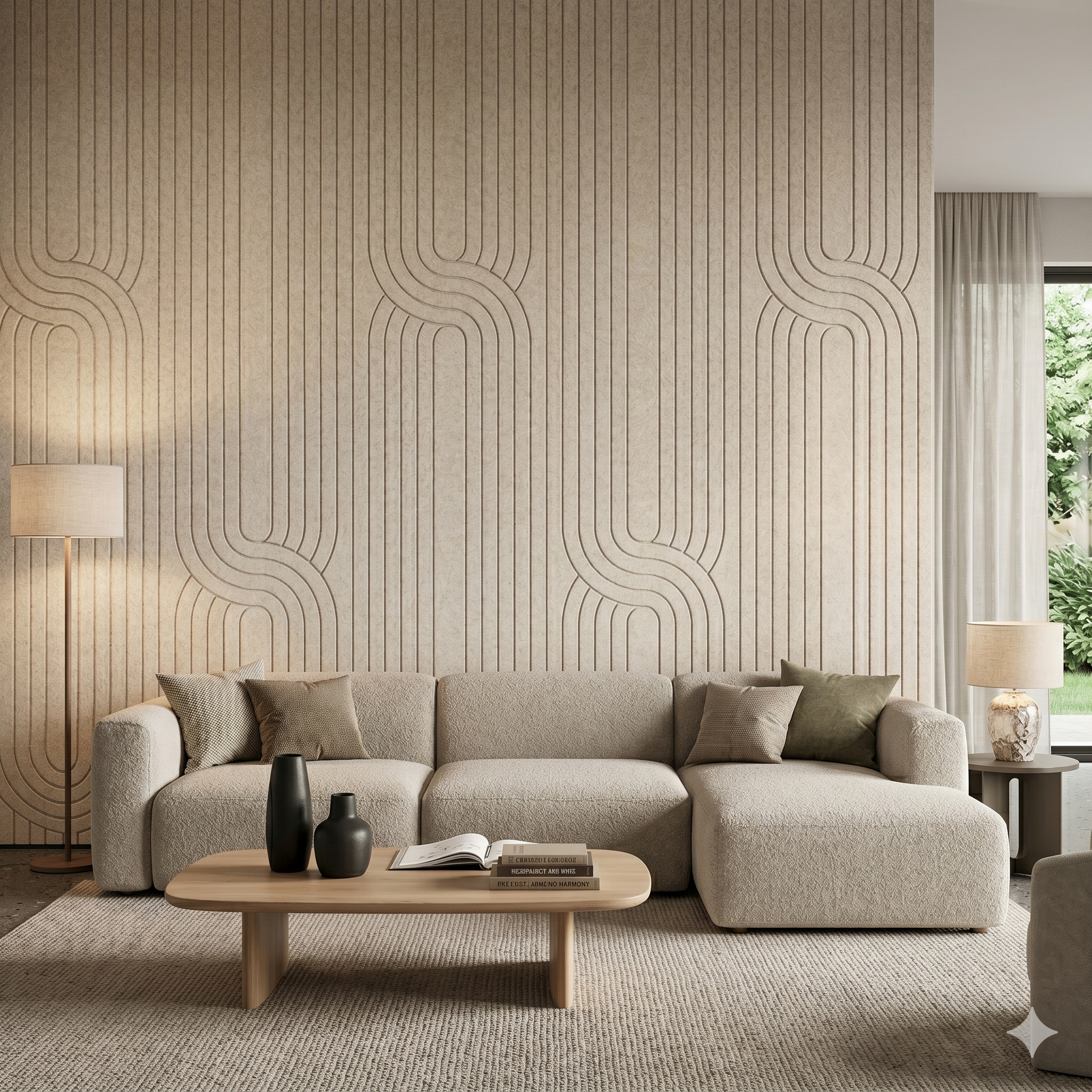 Akoestisch PET-Vilt Wandpanelen DK07 beige-Cappuccino