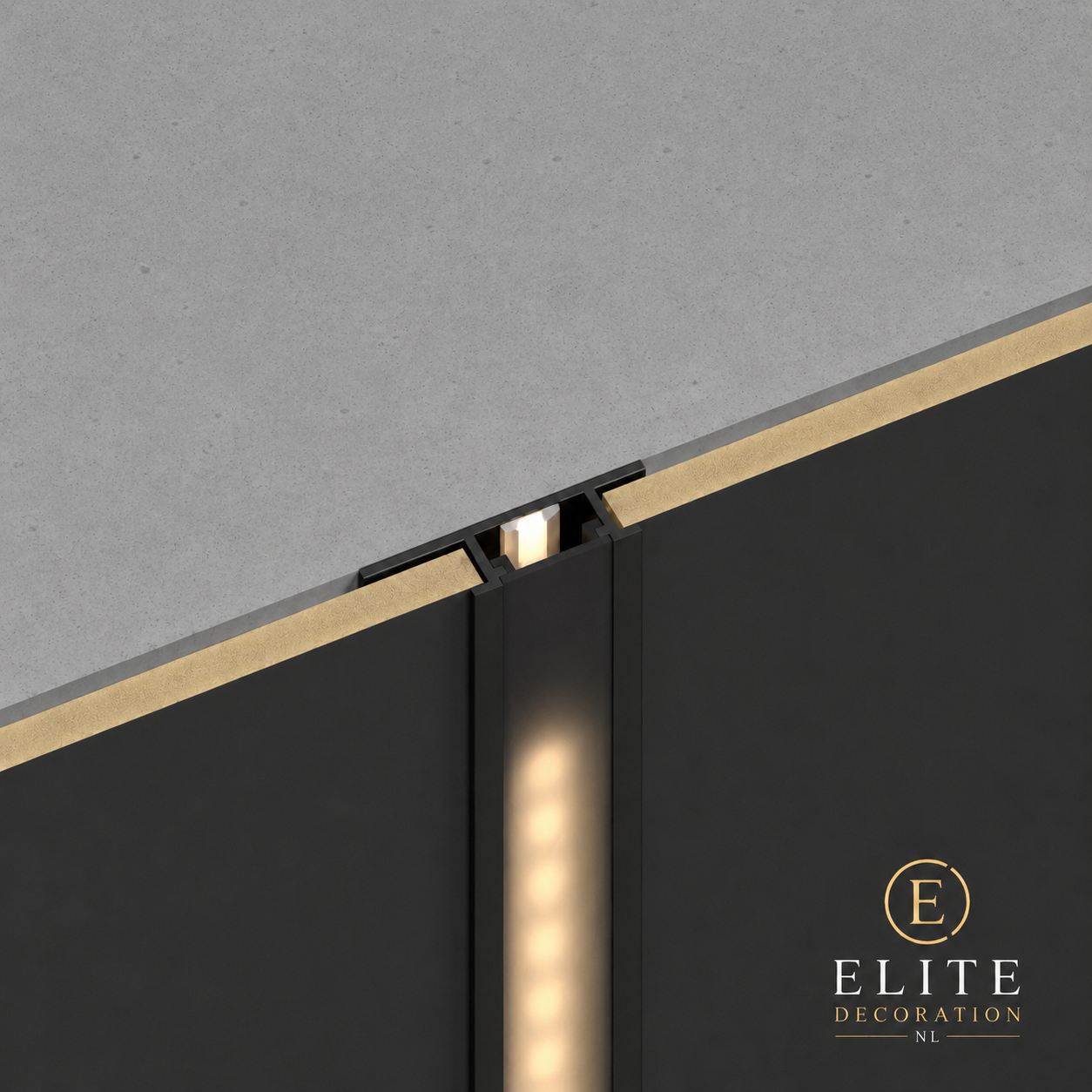 Tussen laten H met behuizing Ledstrips -Mat Zwart kleur Bamboe Wandpanelen 5 mm 2900 mm