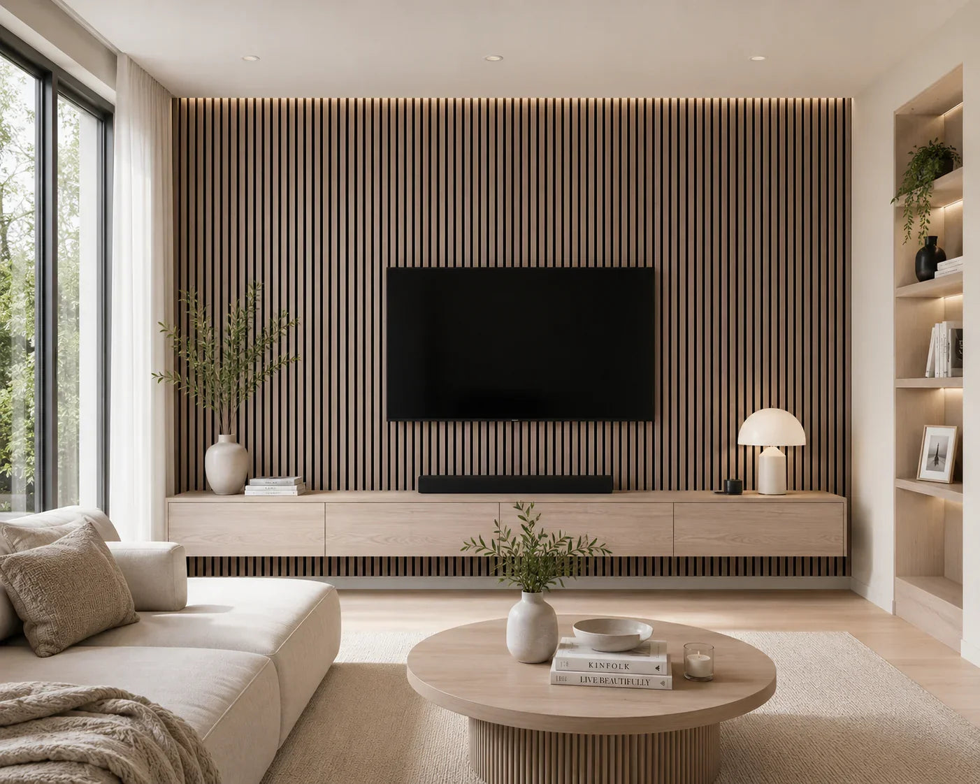 Akupanel Klassiek Walnoot lattenwand sfeer | Elite Decoration