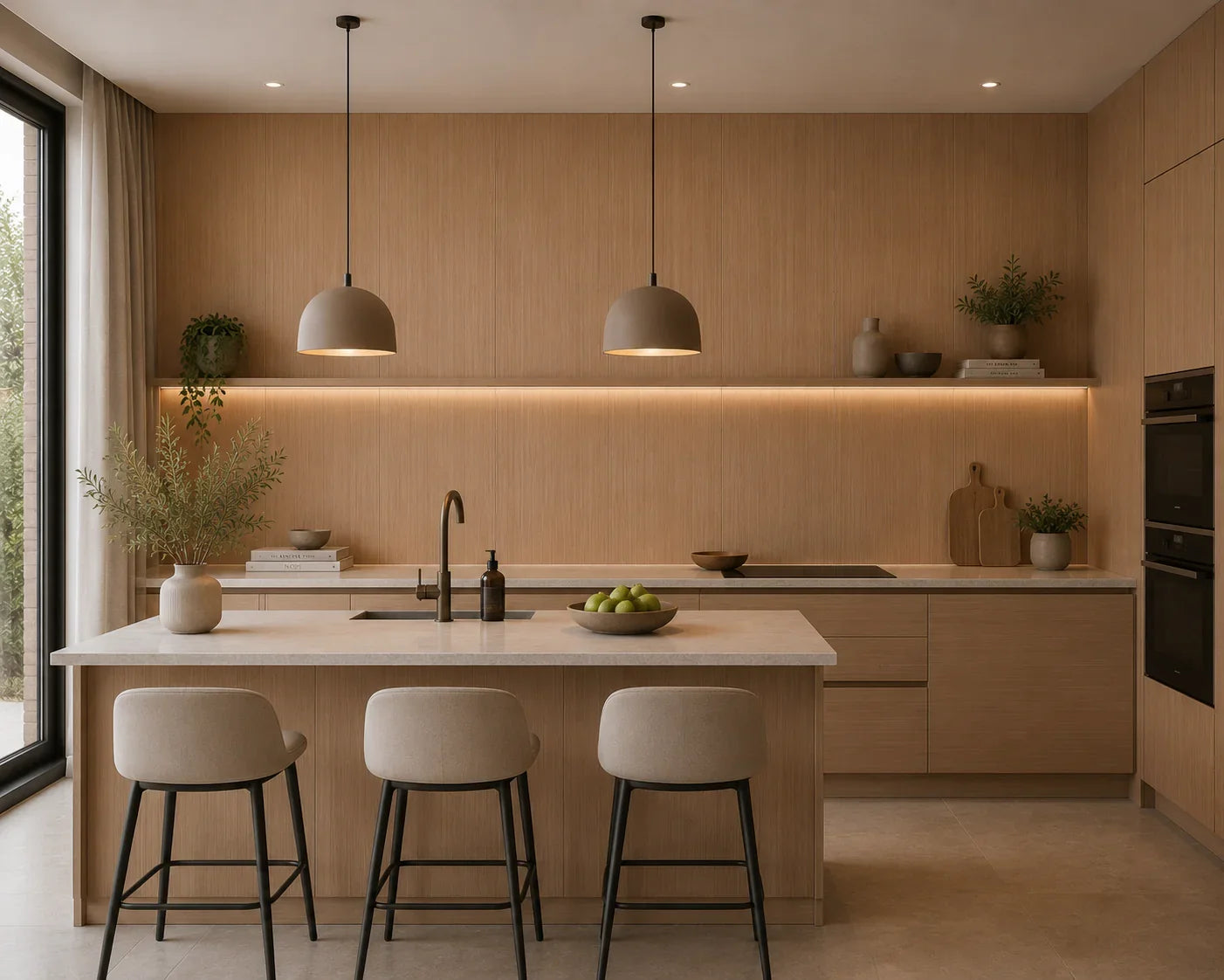 Natuur Eiken bamboe wandpaneel gemonteerd | Elite Decoration