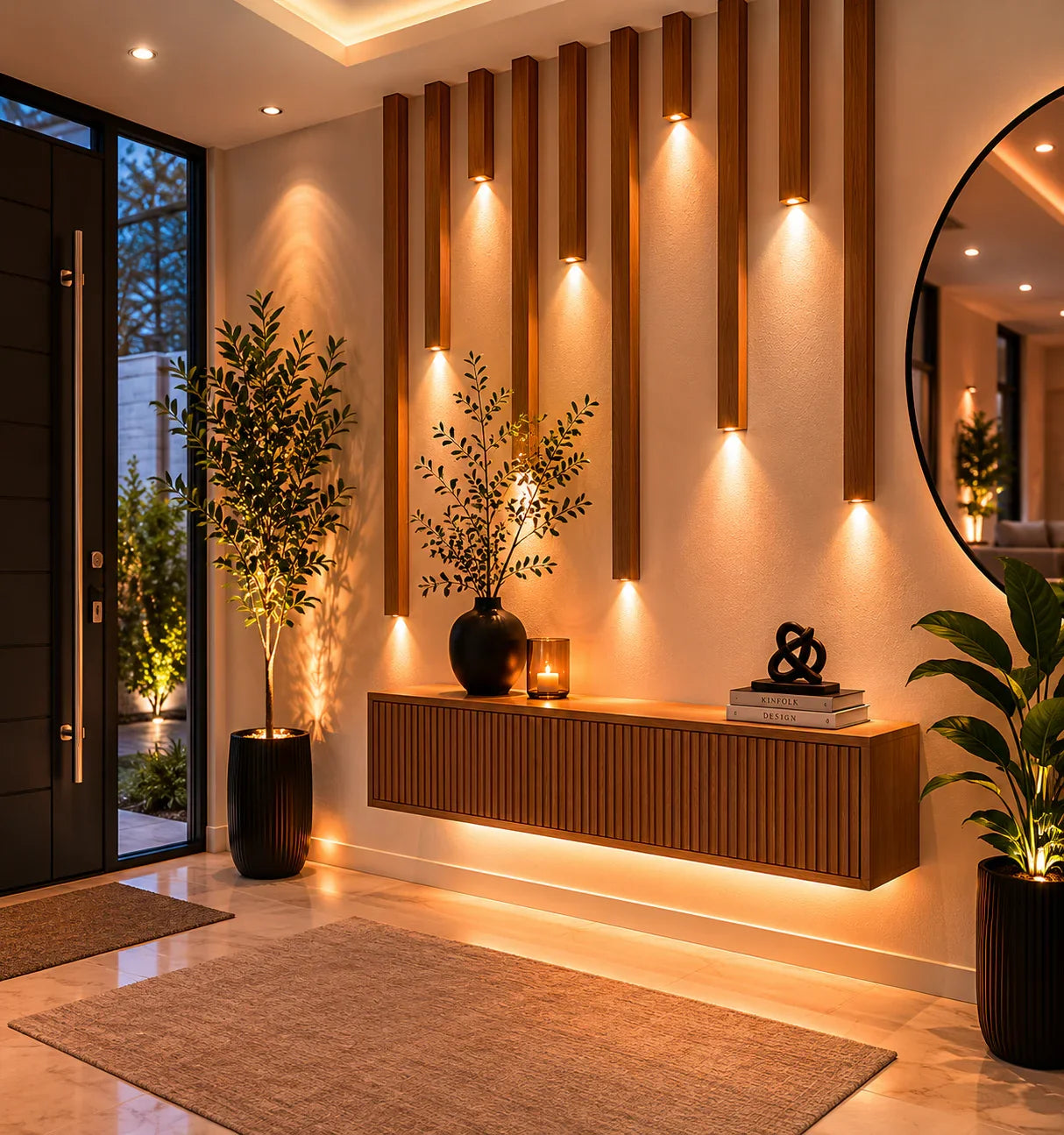 Sfeerkolom naturel LED kolom interieur detail | Elite Decoration