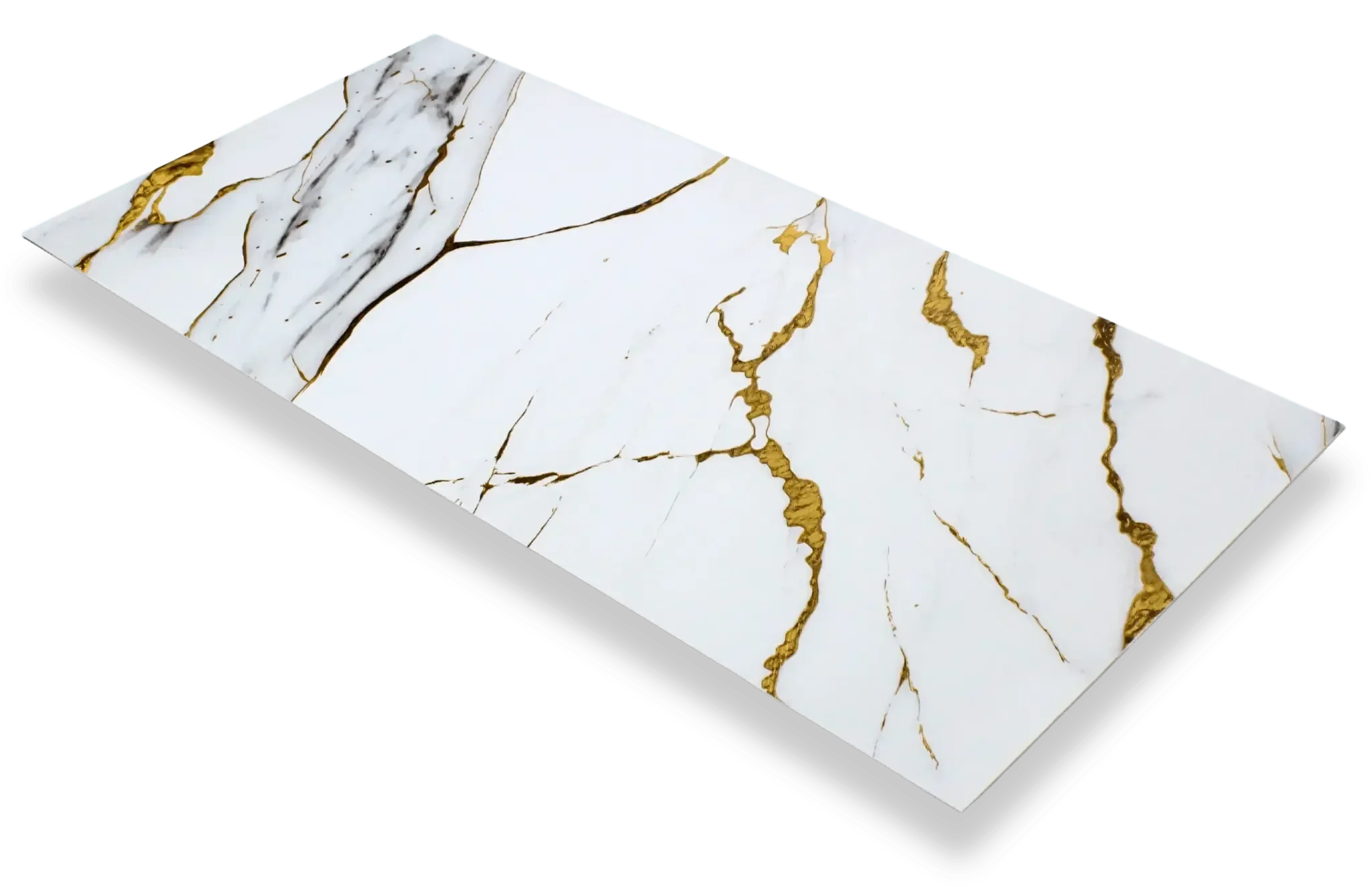 Wandpaneel marmerlook Goud Calacatta 280x120cm – Hoogglans