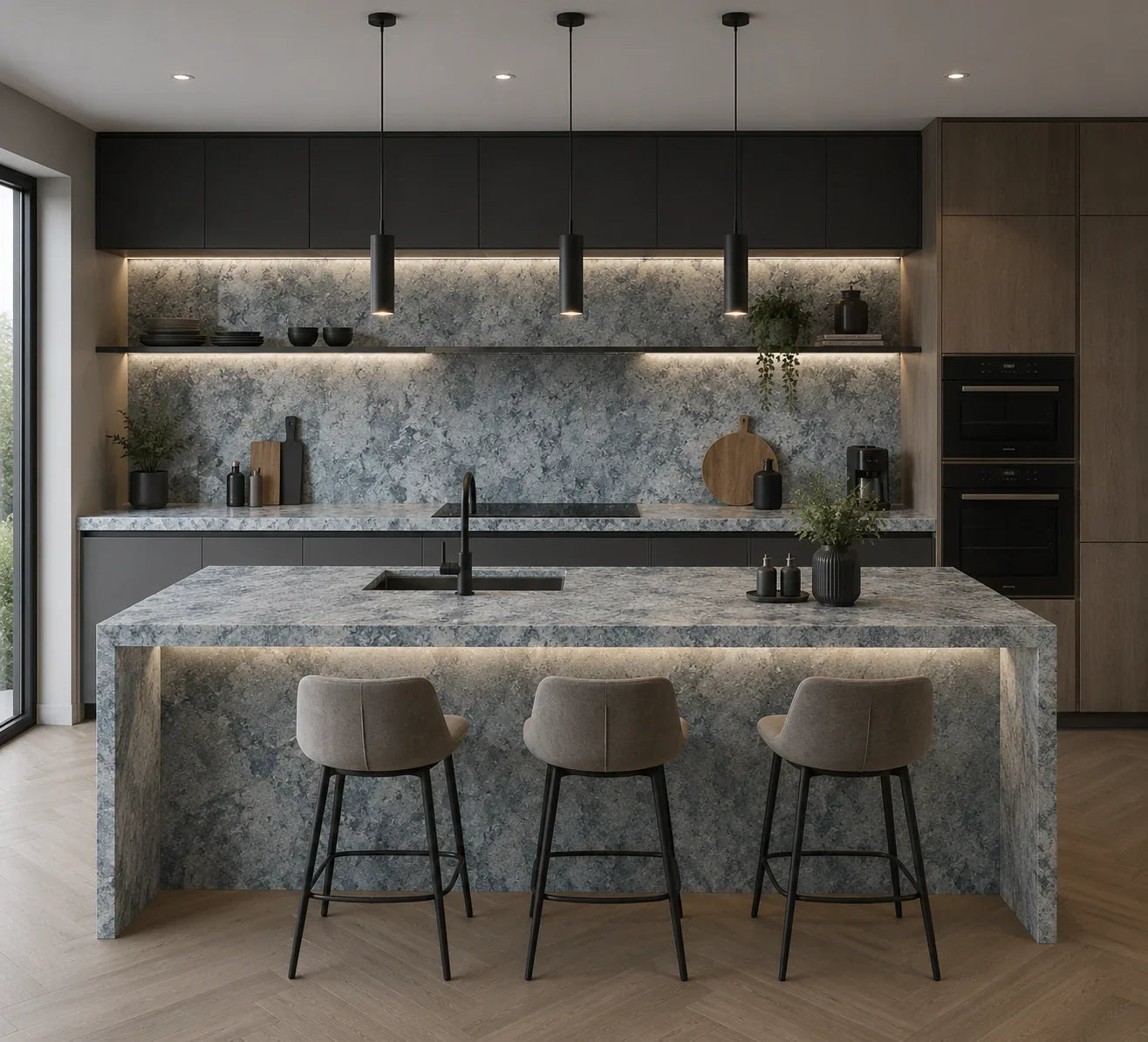 IJsgraniet SPC wandpaneel gemonteerd interieur | Elite Decoration