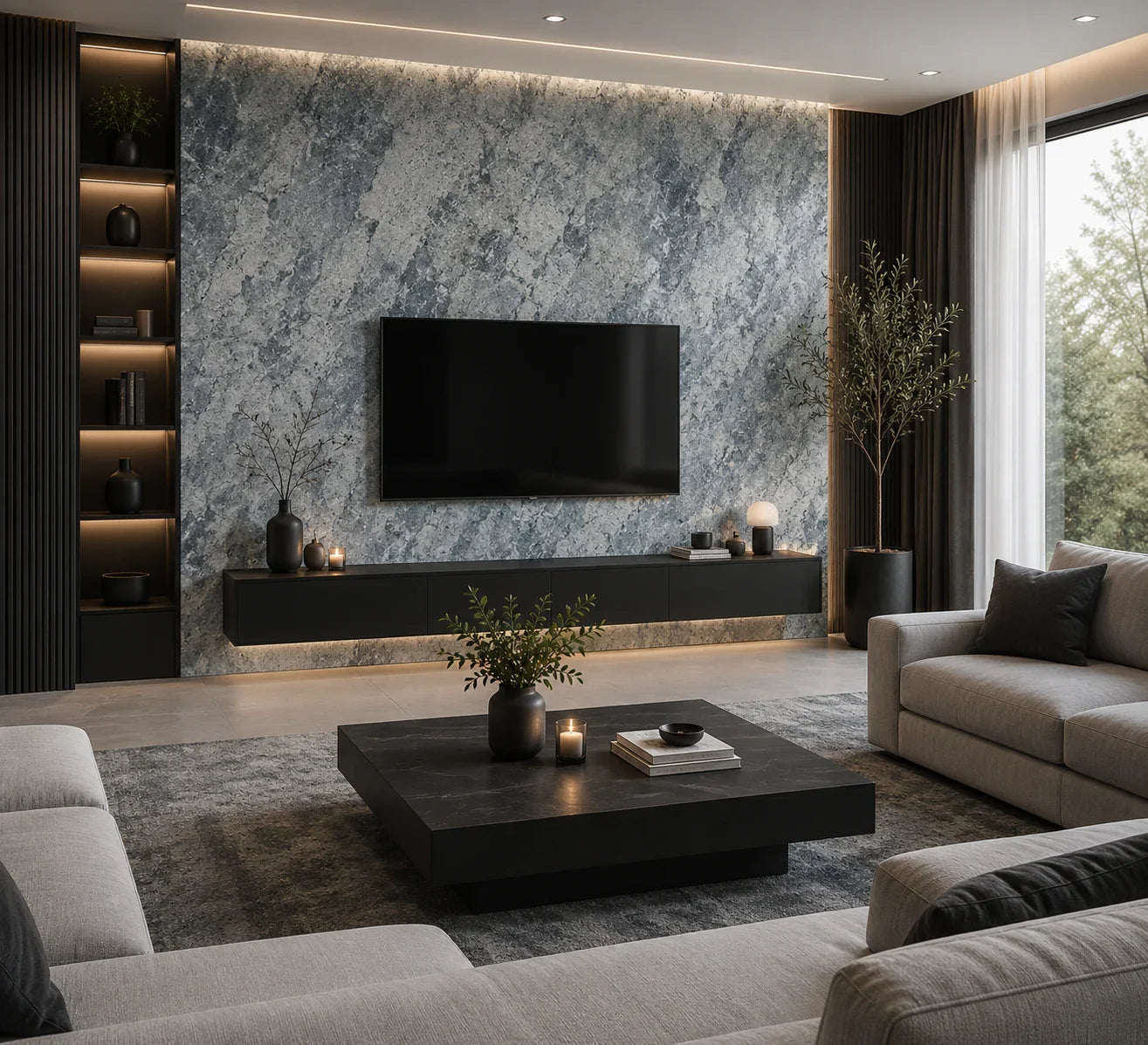 IJsgraniet SPC wandpaneel sfeer badkamer | Elite Decoration