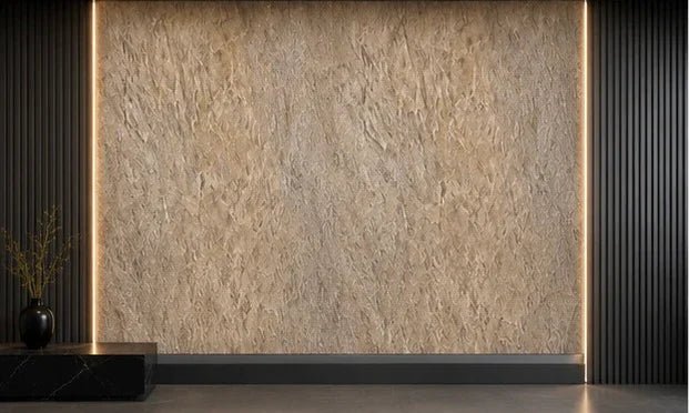 Sahara Gold SPC wandpaneel gemonteerd badkamer | Elite Decoration