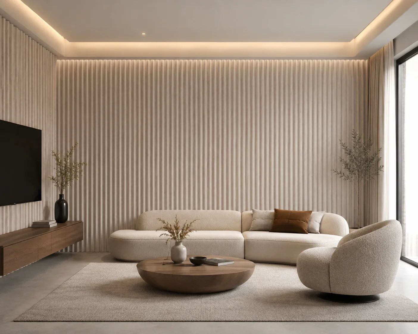 Suede wandpanelen Beige sfeer interieur | Elite Decoration