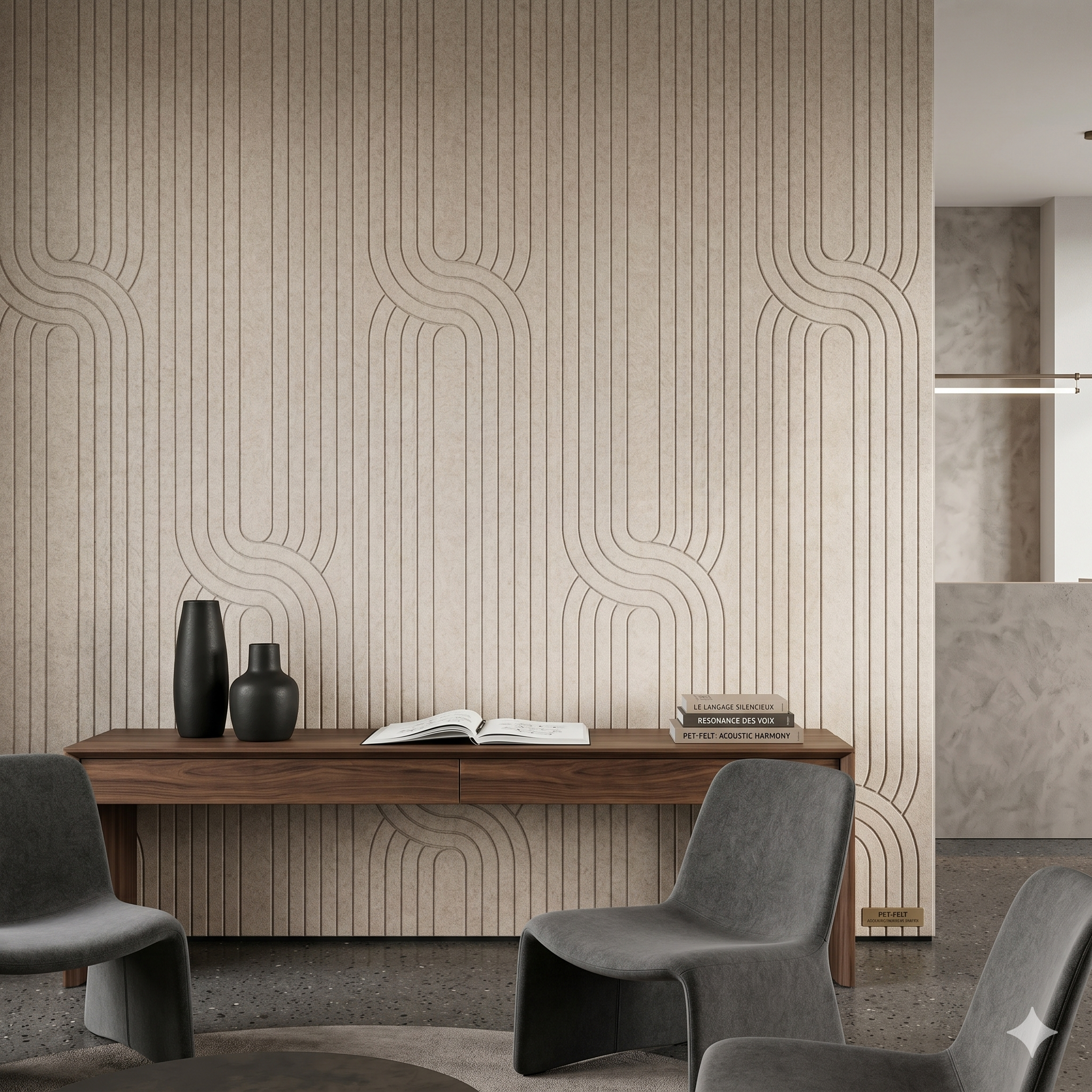 Akoestisch PET-Vilt Wandpanelen DK07  beige-Cappuccino