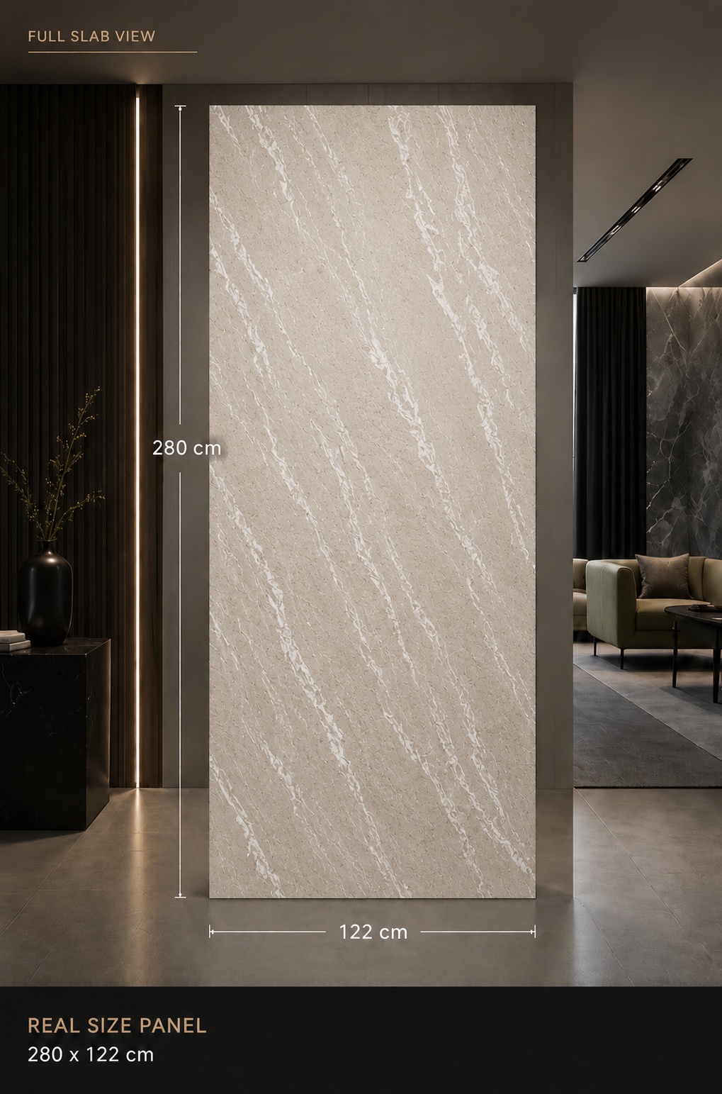 SPC PANELEN BEIGE CALACATTA  STEEN 2800-1220-3 mm
