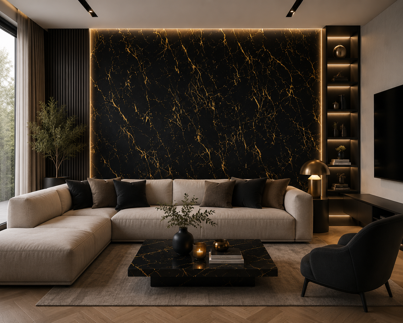 PVC PANELEN Wandpaneel marmerlook Gold Black 2800-1220-3mm