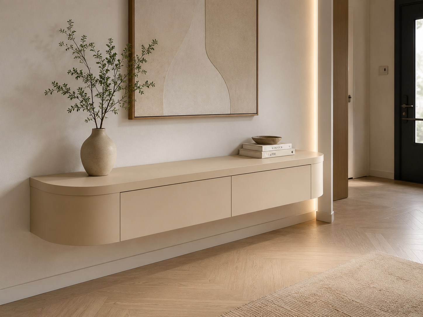 Japandi -Gangkast Mat Beige kleur 80-120 cm