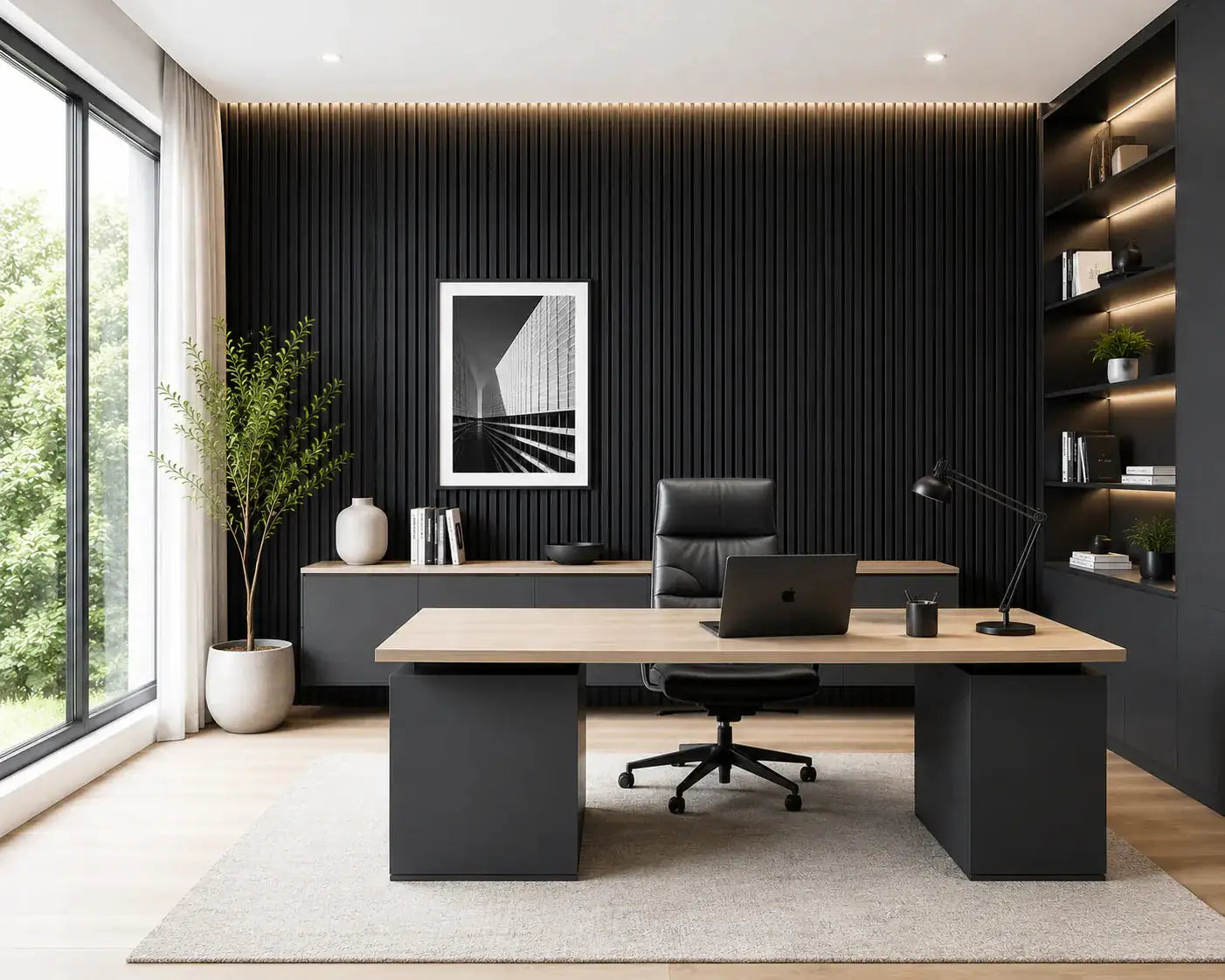 Akupanel Black akoestisch wandpaneel gemonteerd | Elite Decoration