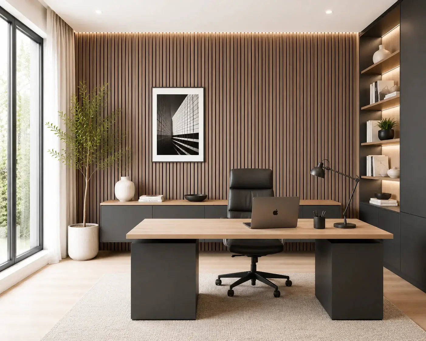 Akupanel Donkerbruin feature wall interieur | Elite Decoration