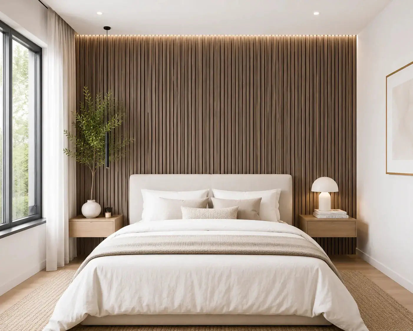 Akupanel Donkerbruin houten latten close-up | Elite Decoration