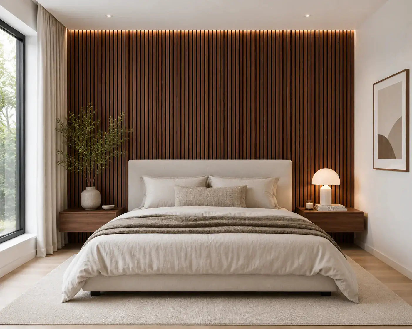 Akupanel Gerookt Walnoot feature wall interieur | Elite Decoration