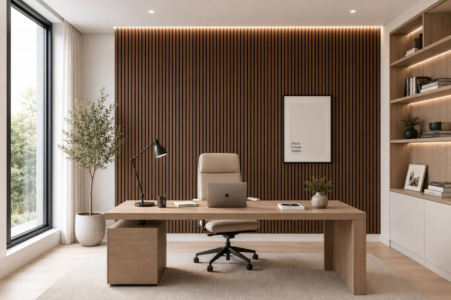 Akupanel Gerookt Walnoot akoestisch wandpaneel slaapkamer | Elite Decoration
