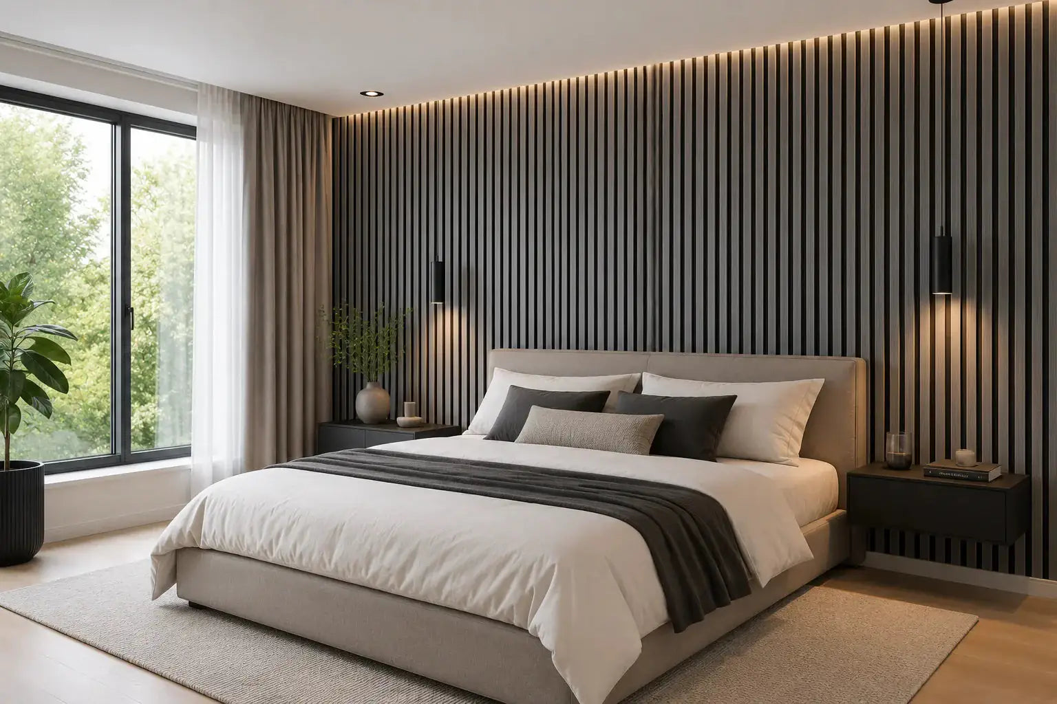 Akupanel Grafietgrijs feature wall modern interieur | Elite Decoration