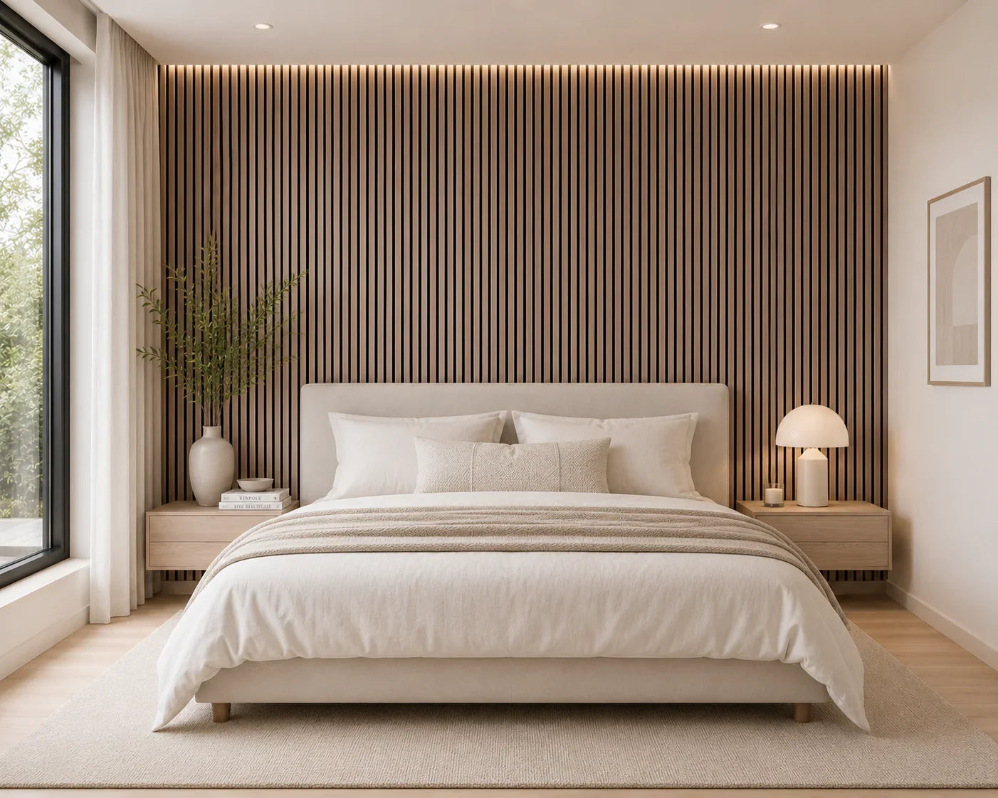 Akupanel Klassiek Walnoot houten latten detail | Elite Decoration