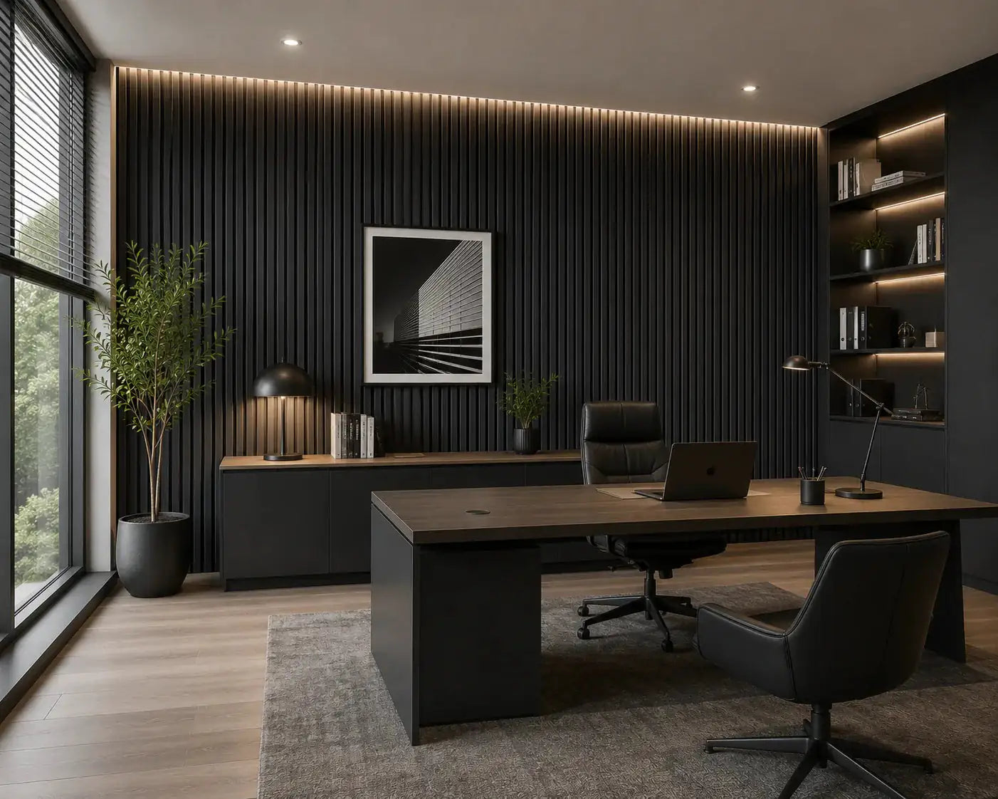 Akupanel Licht Antraciet gemonteerd op wand | Elite Decoration