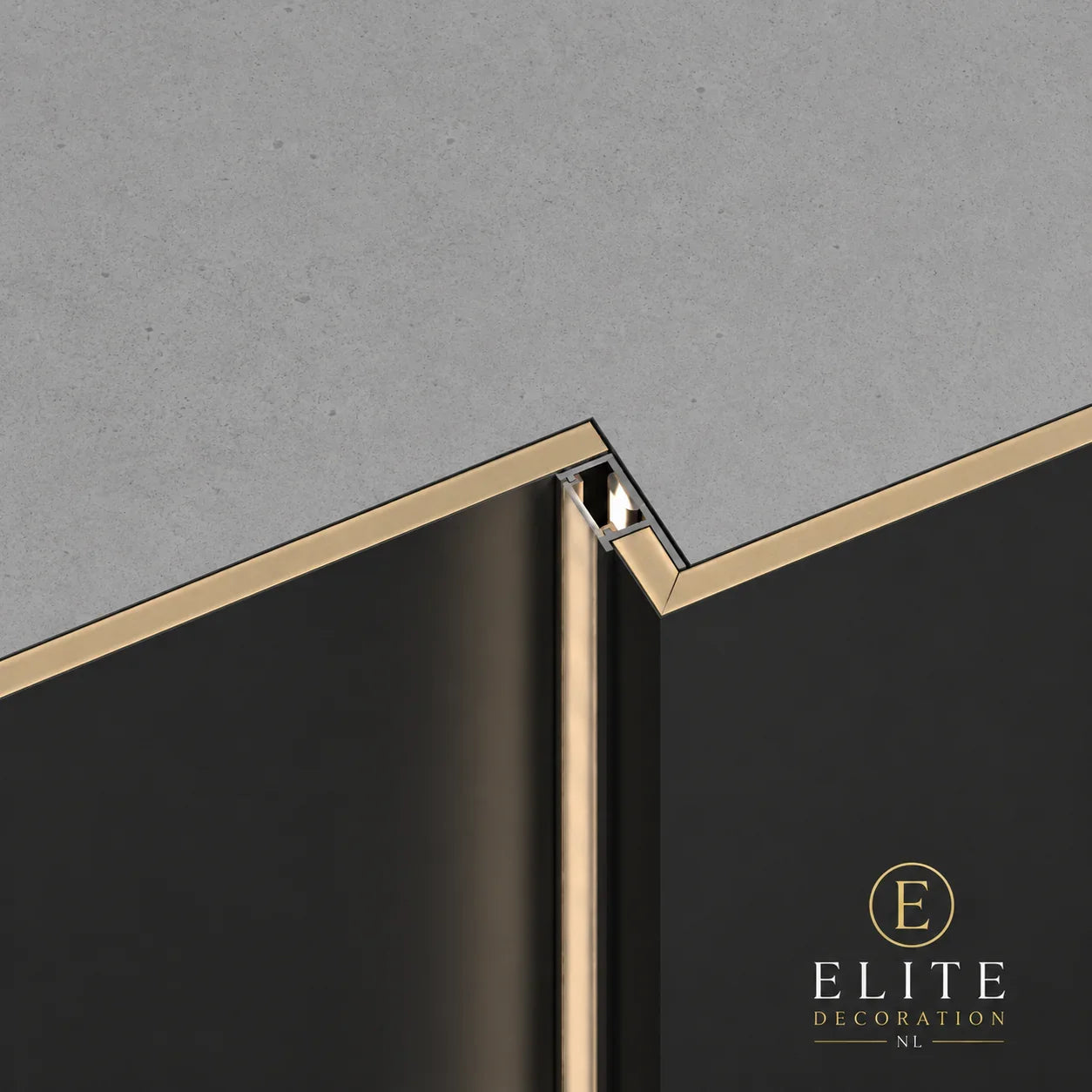 Afdeklaat U met LED-strip mat zwart bamboe wandpanelen | Elite Decoration