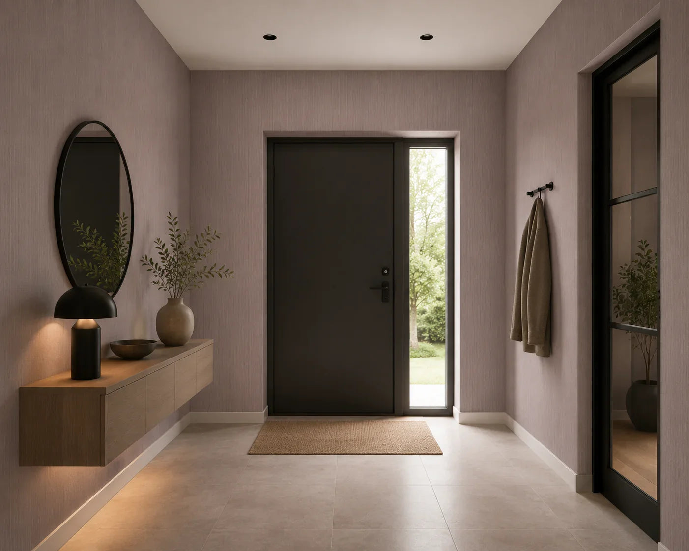 Linnen Beige bamboe wandpaneel gemonteerd woonkamer | Elite Decoration