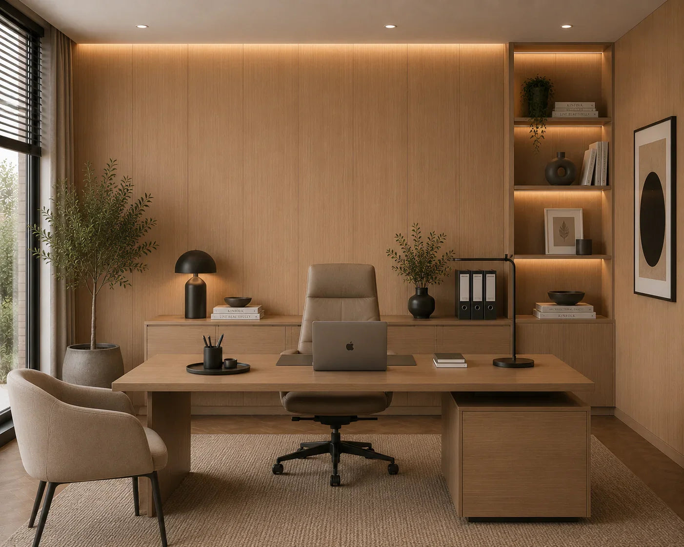 Natuur Eiken bamboe wandpaneel luxe interieur | Elite Decoration