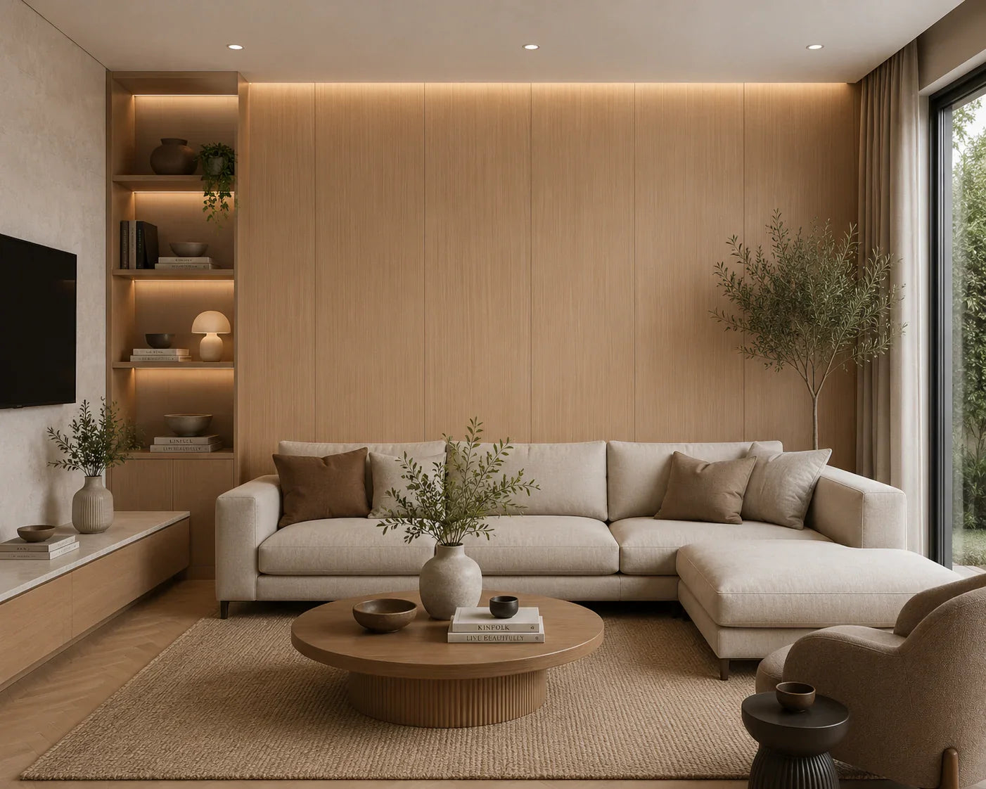 Natuur Eiken bamboe wandpaneel geweven structuur detail | Elite Decoration