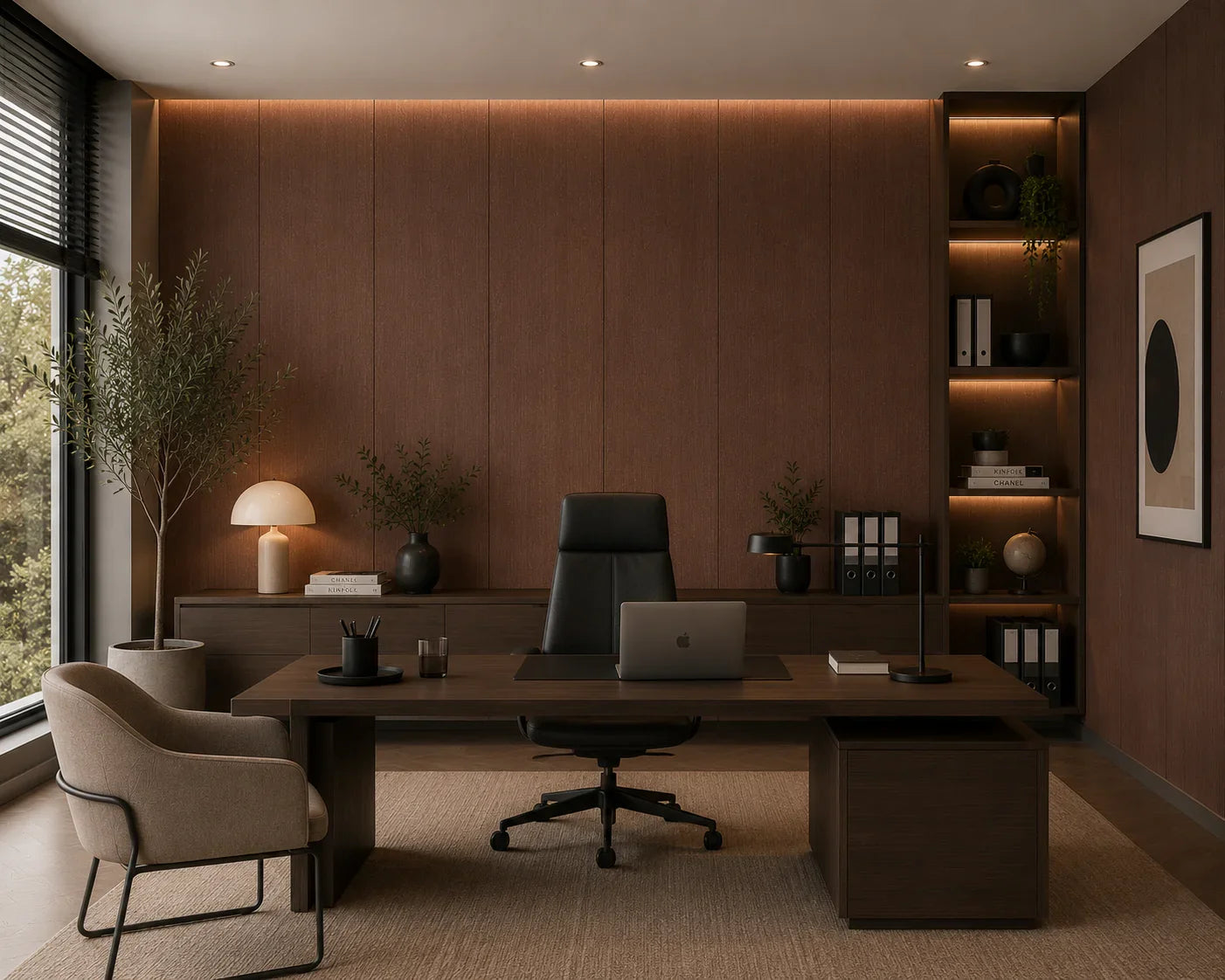 Natuur Walnoot bamboe wandpaneel luxe woning | Elite Decoration