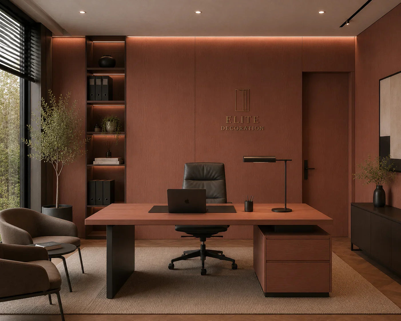 Pure Walnut bamboe wandpaneel gemonteerd woonkamer | Elite Decoration