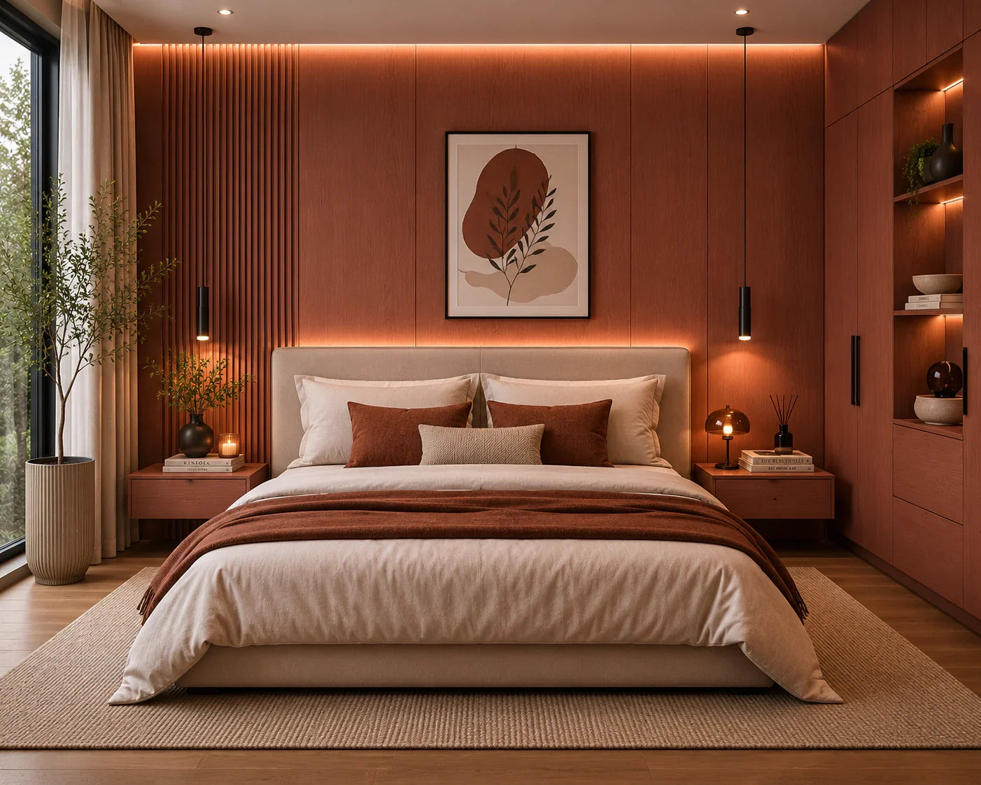 Pure Walnut bamboe wandpaneel sfeer interieur | Elite Decoration