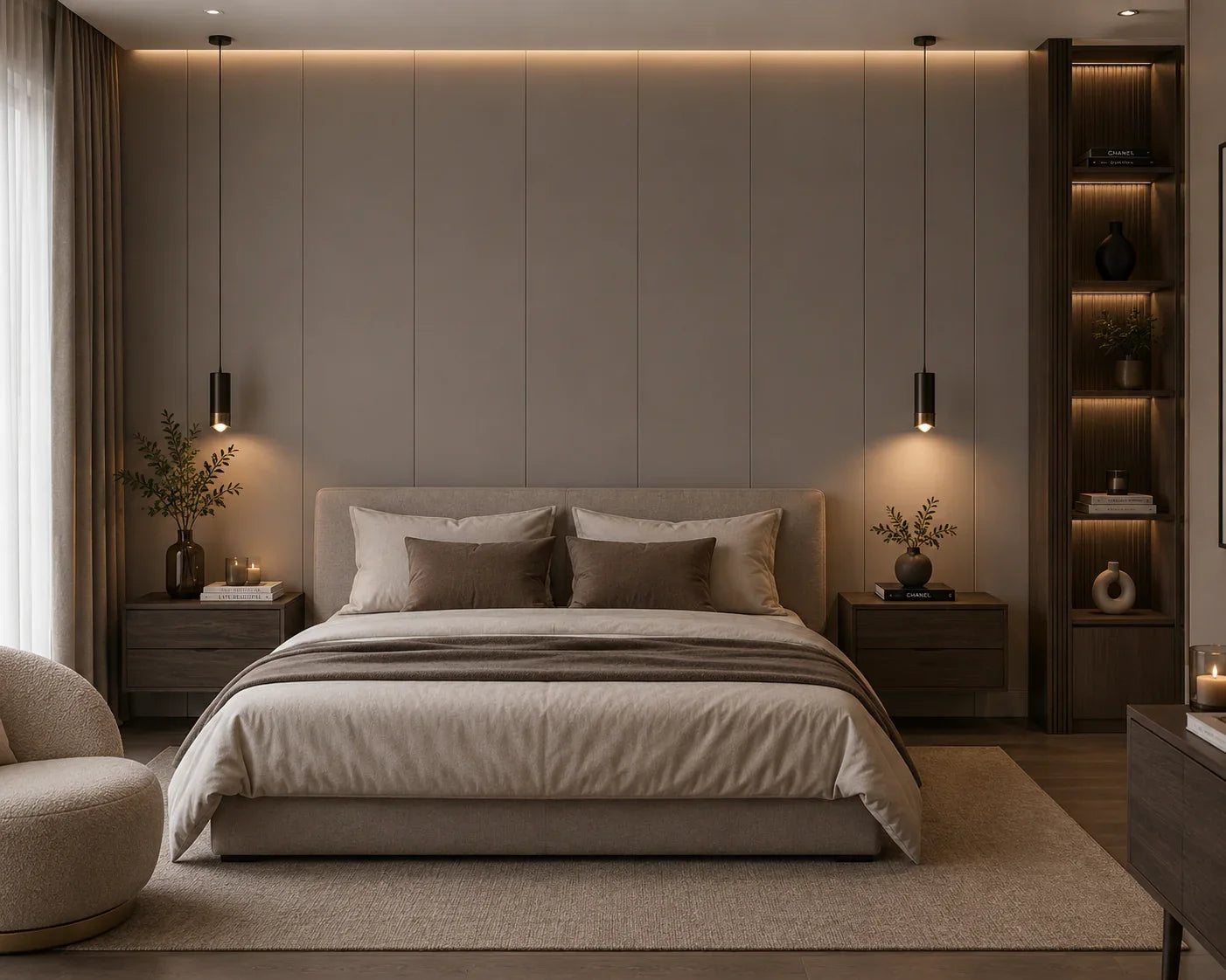 Zacht Linnen bamboe wandpaneel sfeer interieur | Elite Decoration