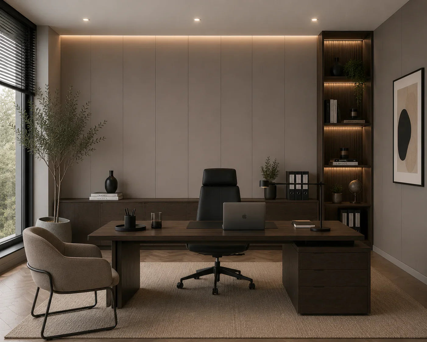 Zacht Linnen bamboe wandpaneel gemonteerd | Elite Decoration