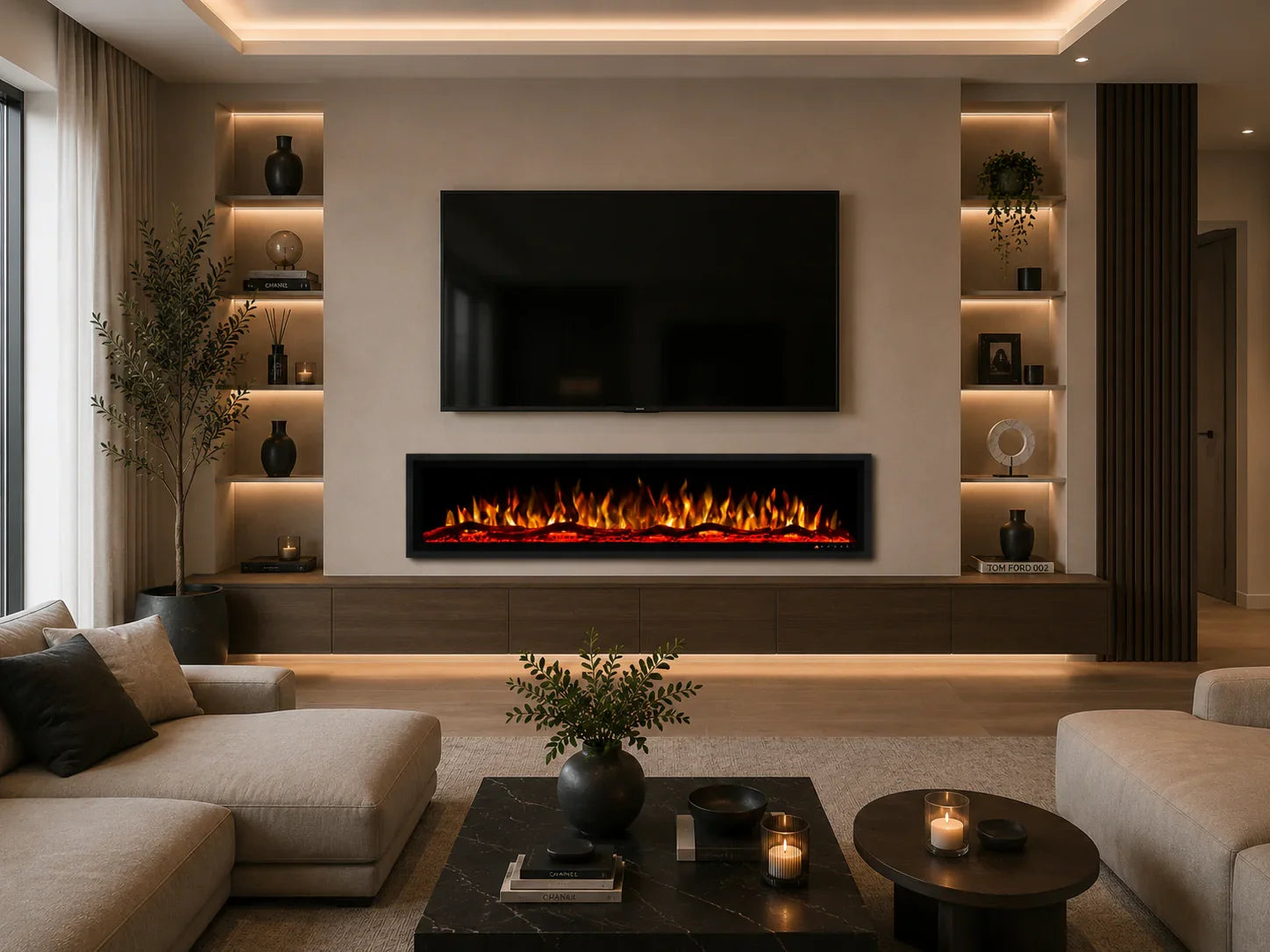 Luxe sfeerhaard elektrisch detail vlameffect | Elite Decoration