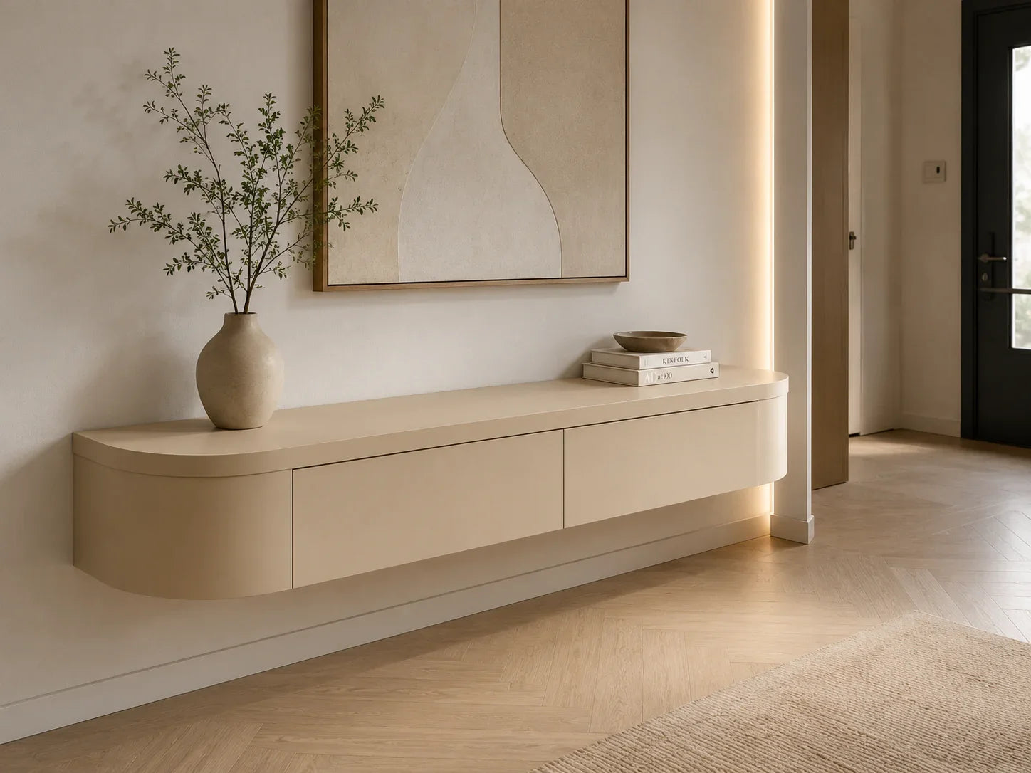 Japandi gangkast mat Beige 80-120 cm – vooraanzicht | Elite Decoration