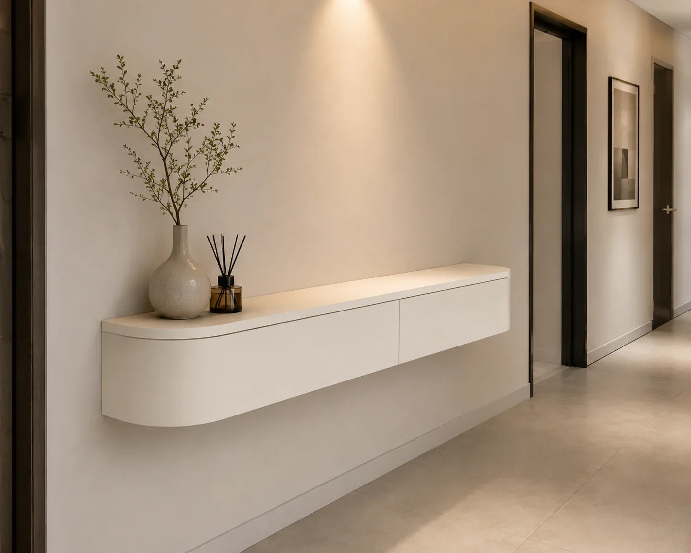 Japandi gangkast mat Off-White 80-120 cm – vooraanzicht | Elite Decoration