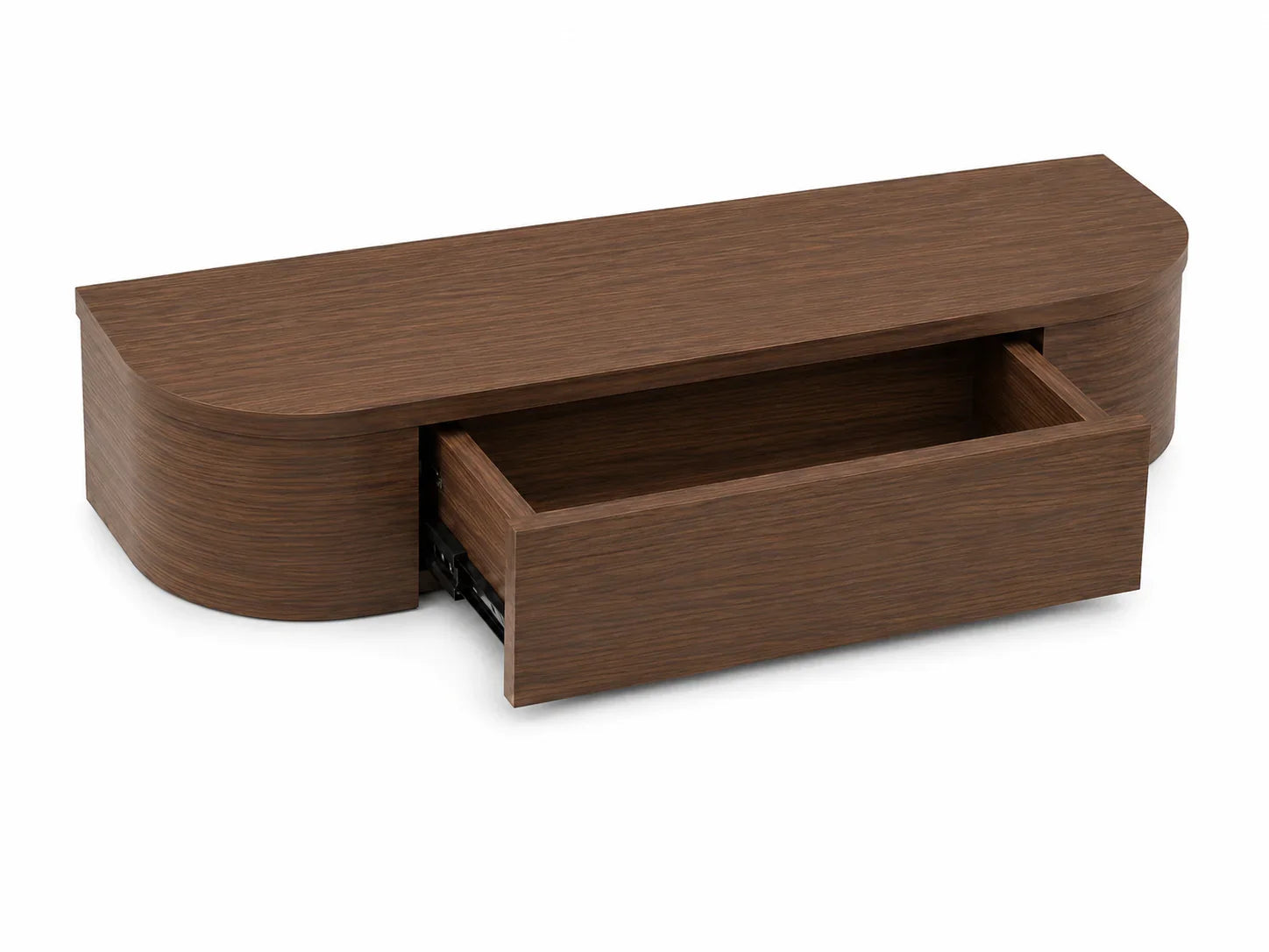 Japandi gangkast Walnut open vak detail | Elite Decoration