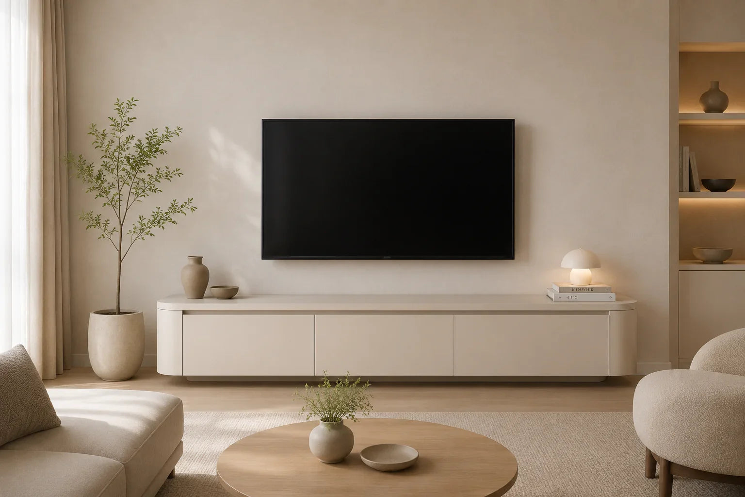 Japandi TV-meubel Beige 180 cm – vooraanzicht | Elite Decoration