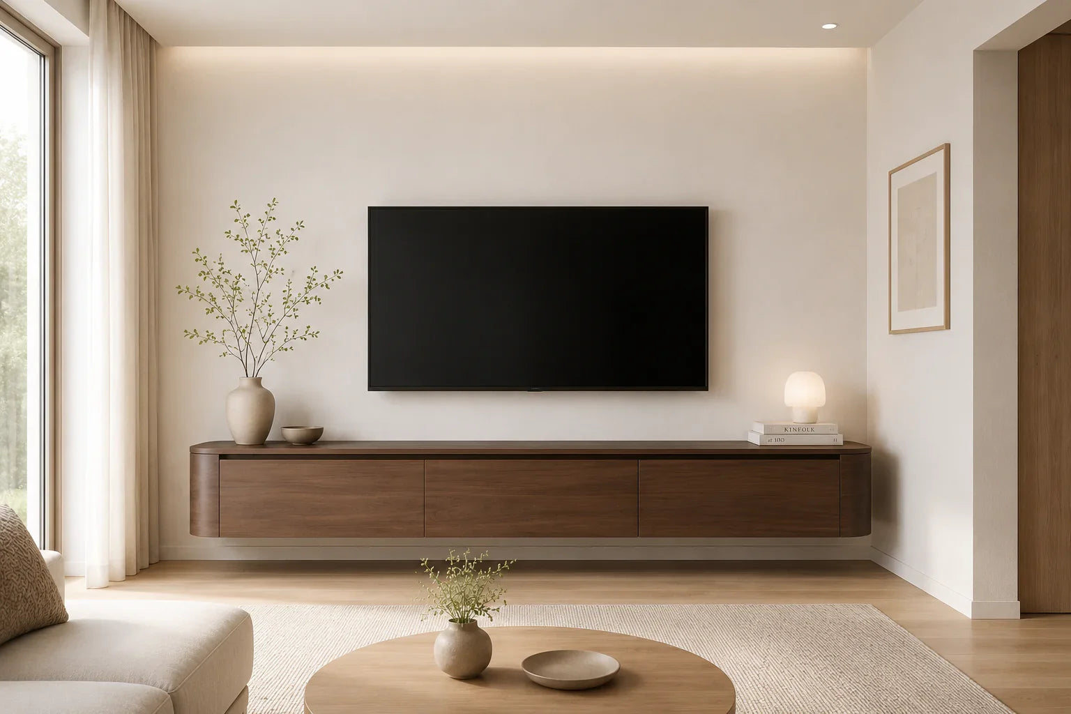 Japandi TV-meubel Walnut 180 cm – vooraanzicht | Elite Decoration