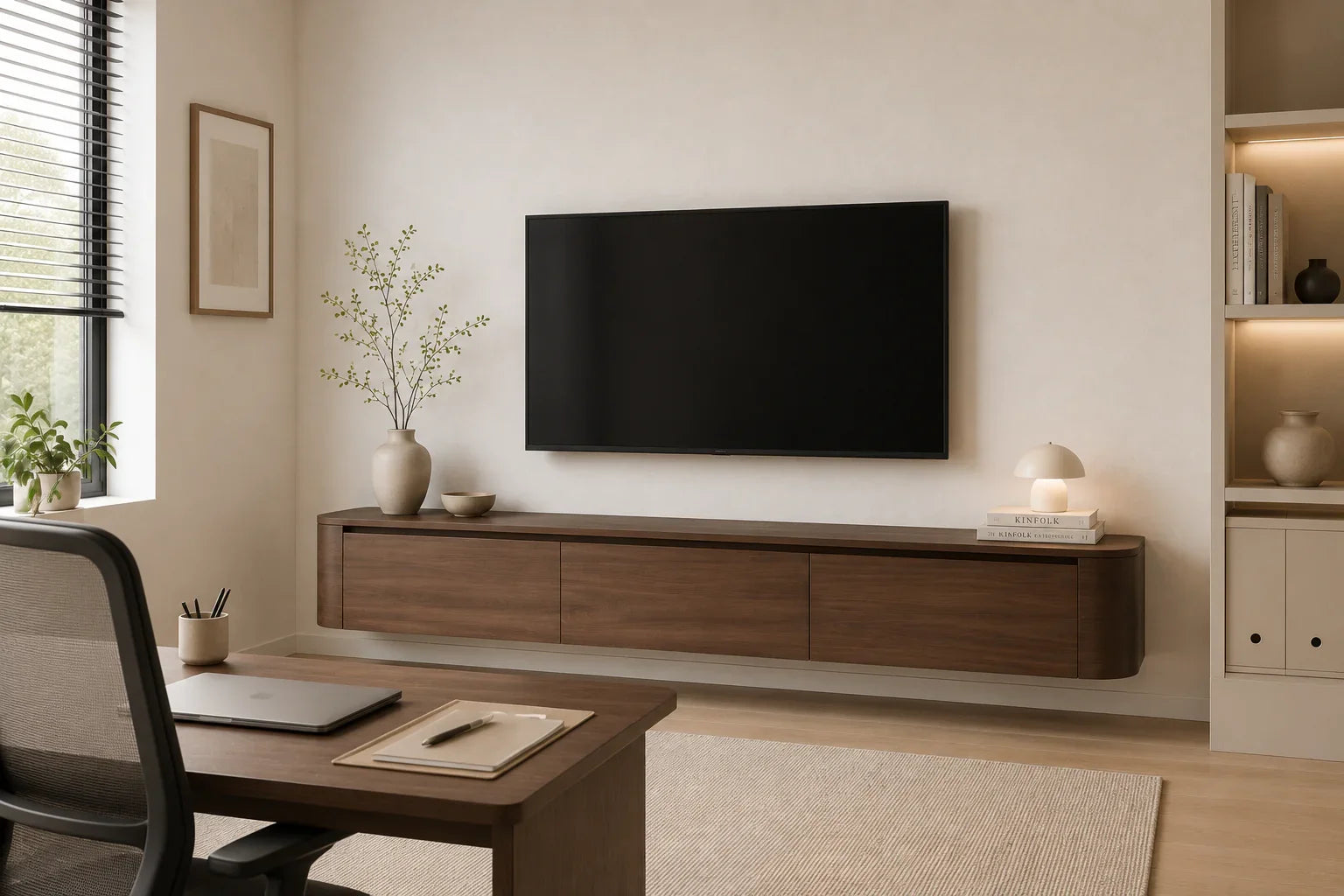 Japandi TV-meubel Walnut sfeer woonkamer | Elite Decoration