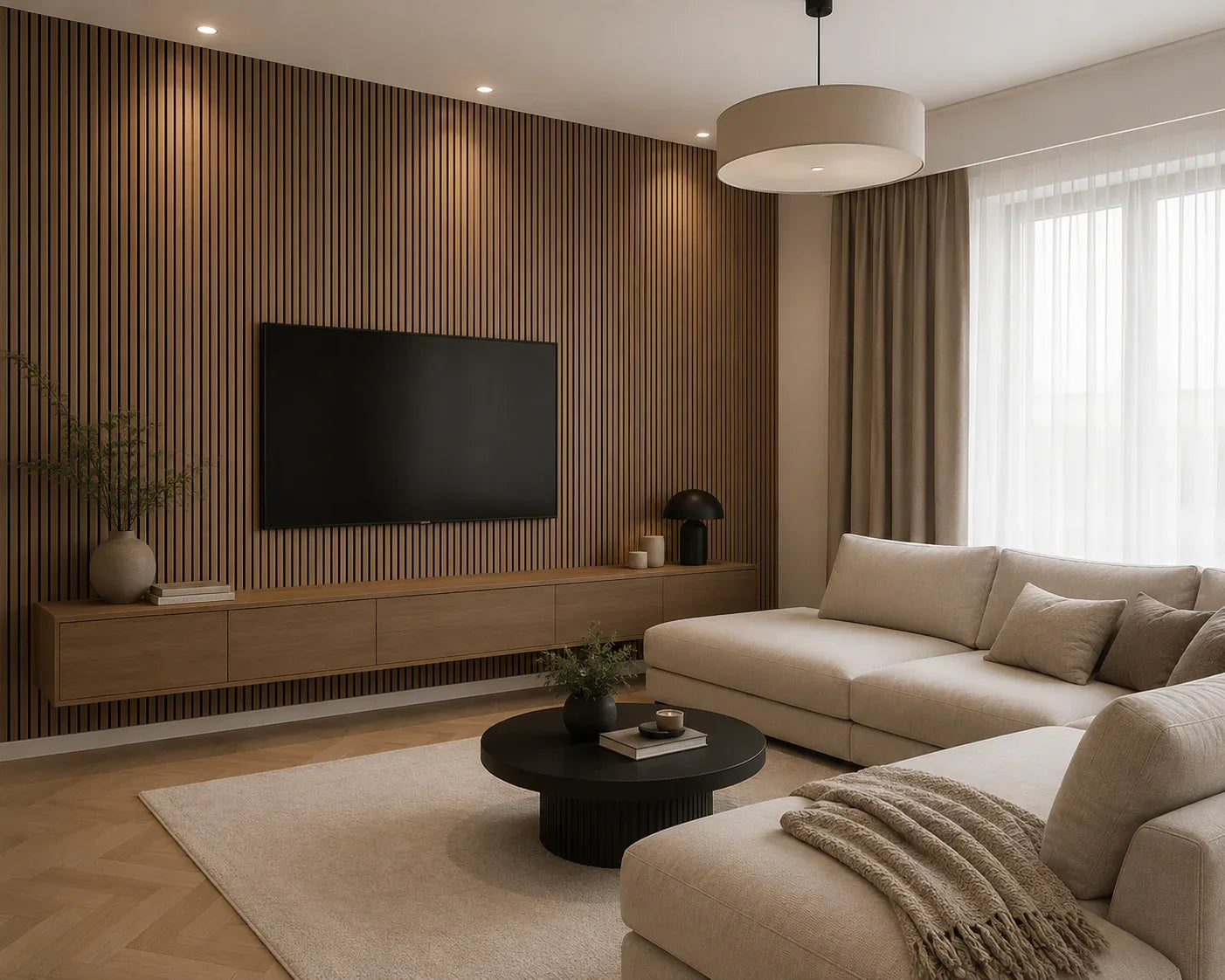Donker Walnoot kunststof wandpaneel sfeer woonkamer | Elite Decoration