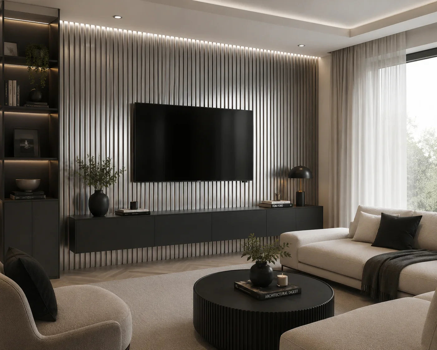 Zilver kunststof wandpaneel sfeer interieur | Elite Decoration