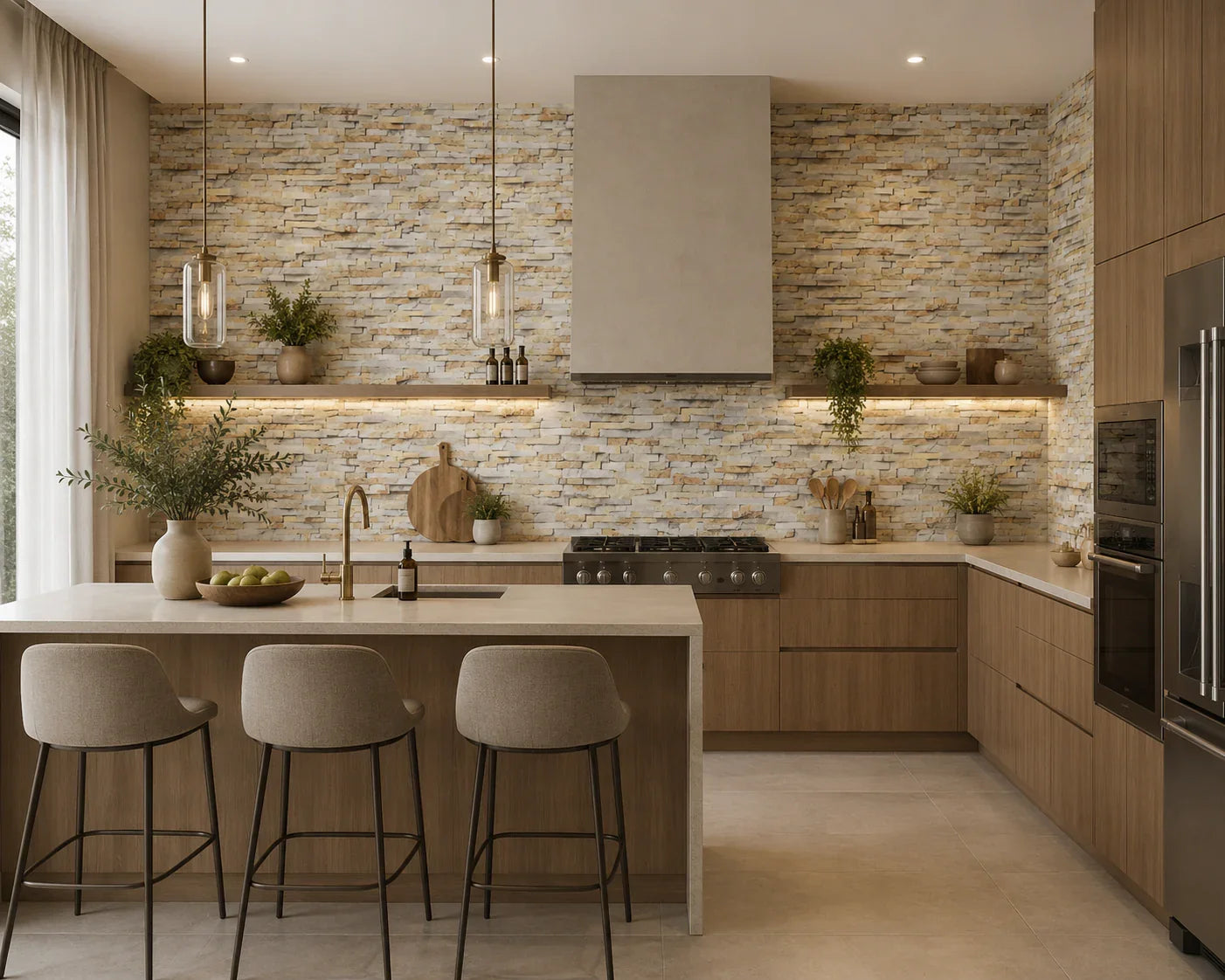 Mozaïeksteen wandpaneel sfeer woonkamer | Elite Decoration