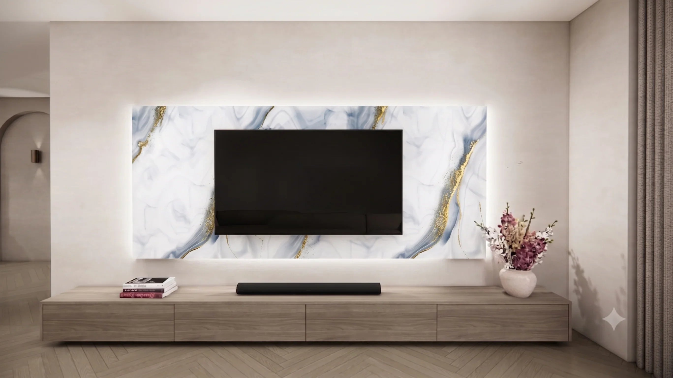 Wit Goud marmer wandpaneel sfeer interieur | Elite Decoration