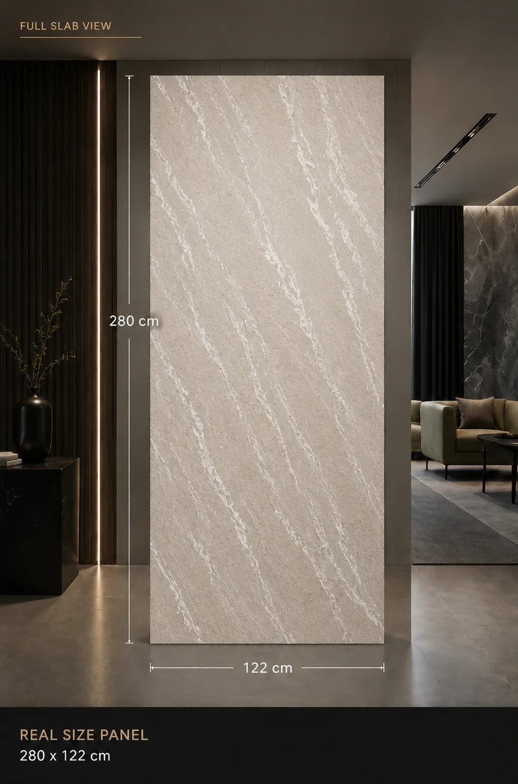 Beige Calacatta SPC wandpaneel sfeer badkamer | Elite Decoration