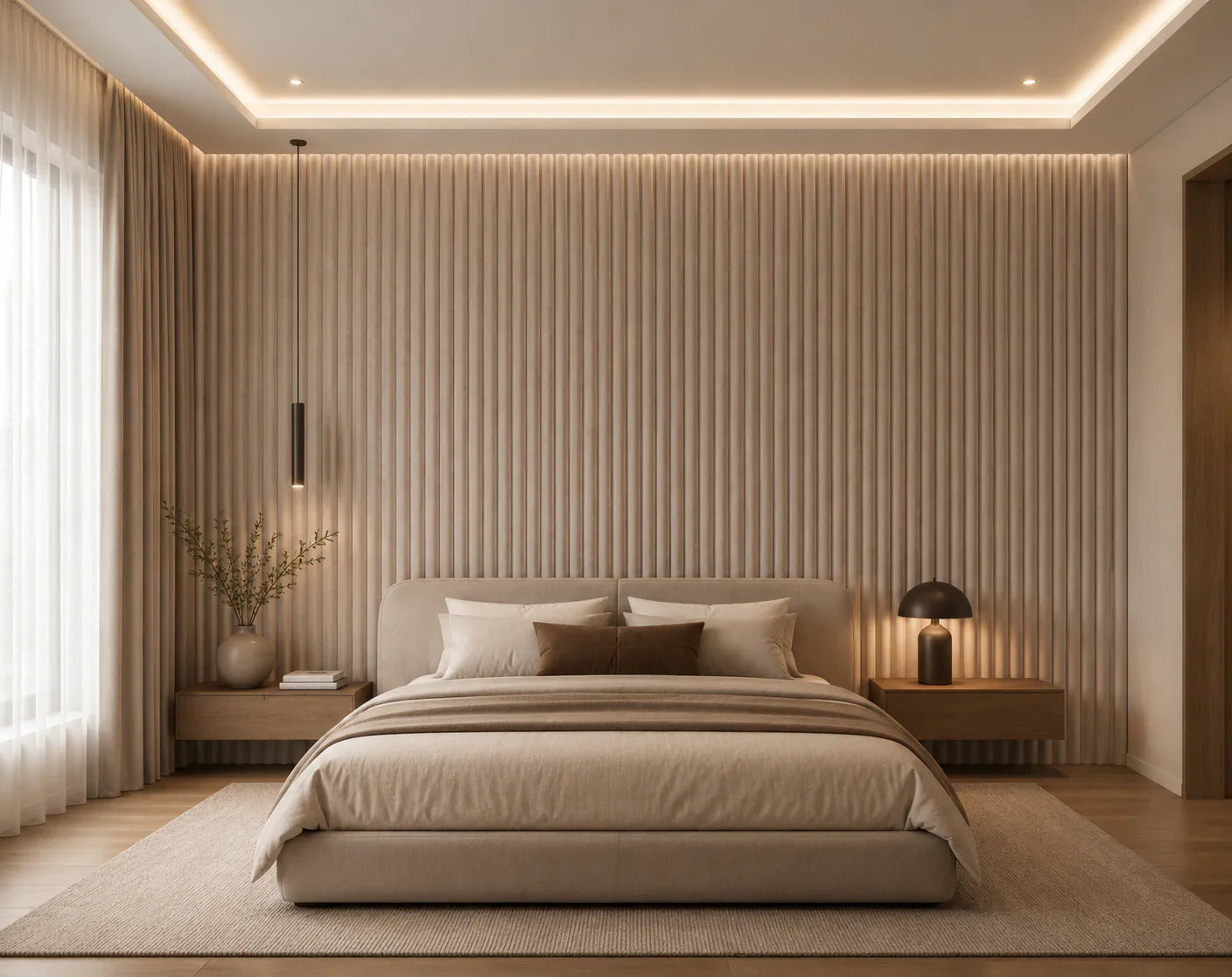 Suede wandpanelen Beige close-up textuur | Elite Decoration