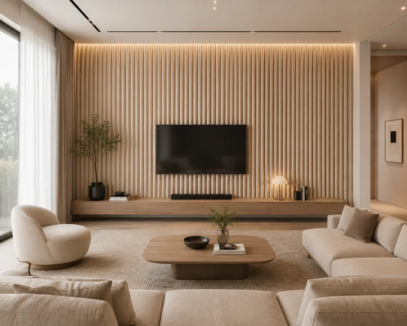 Suede wandpanelen Cream sfeer interieur | Elite Decoration