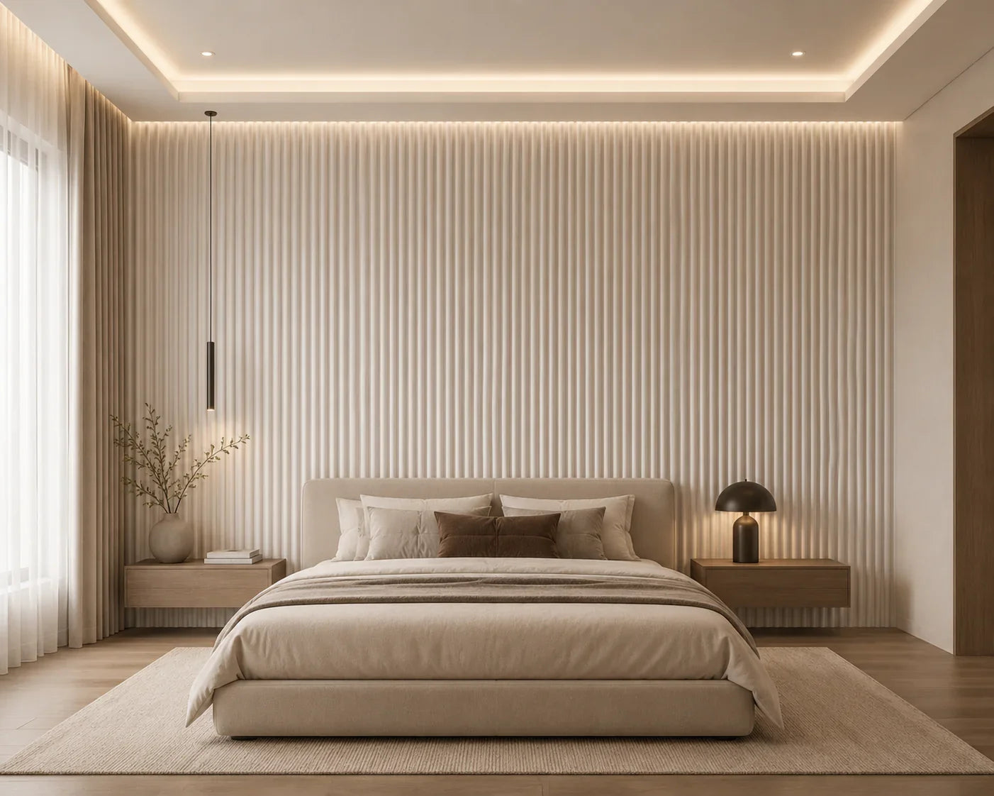 Suede wandpanelen Off-White close-up textuur | Elite Decoration